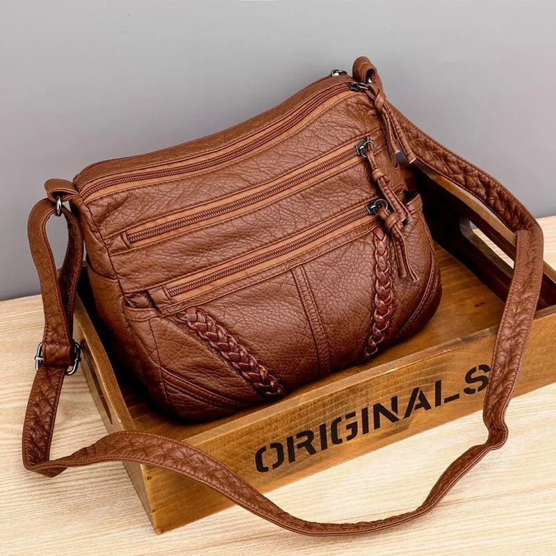 Vintage Læder Crossbody Taske
