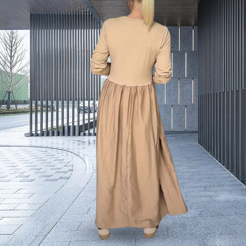 Elegant Midi Strik Kjole med Lange Ærmer – Komfort og Stil i Ét!