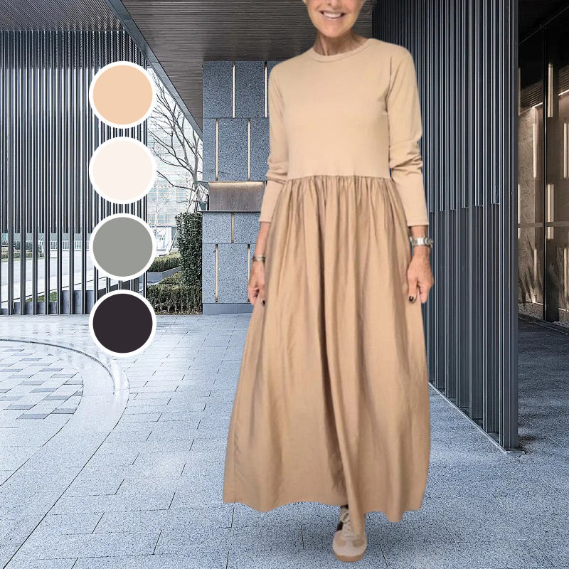 Elegant Midi Strik Kjole med Lange Ærmer – Komfort og Stil i Ét!