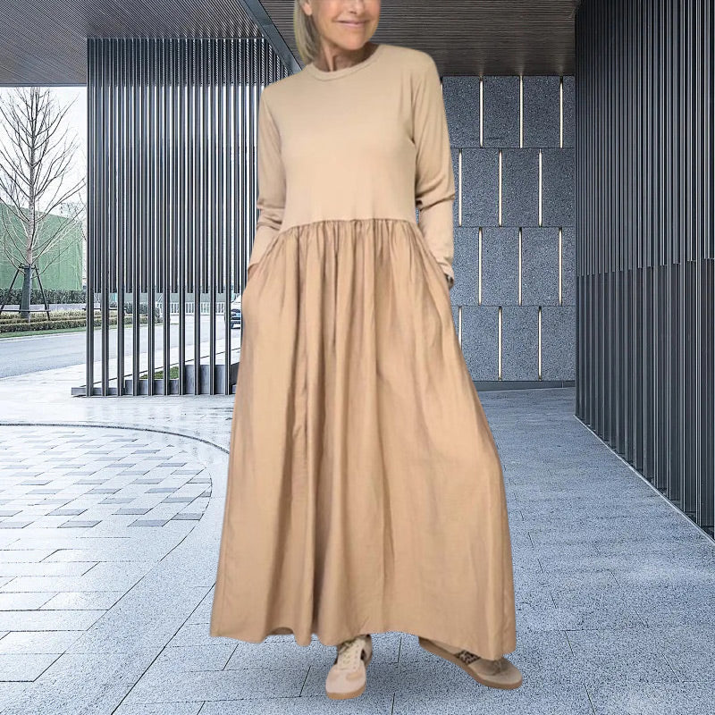 Elegant Midi Strik Kjole med Lange Ærmer – Komfort og Stil i Ét!