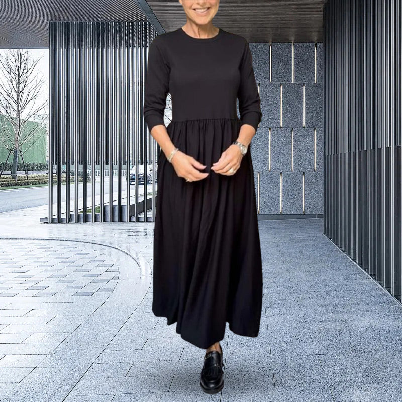 Elegant Midi Strik Kjole med Lange Ærmer – Komfort og Stil i Ét!