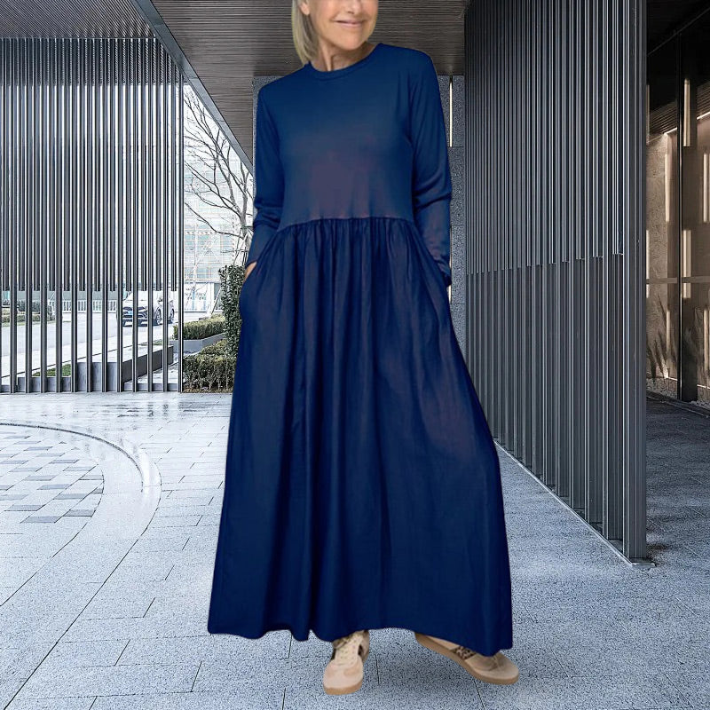 Elegant Midi Strik Kjole med Lange Ærmer – Komfort og Stil i Ét!