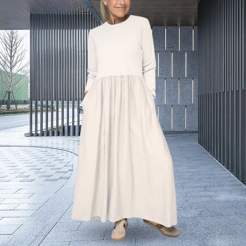 Elegant Midi Strik Kjole med Lange Ærmer – Komfort og Stil i Ét!