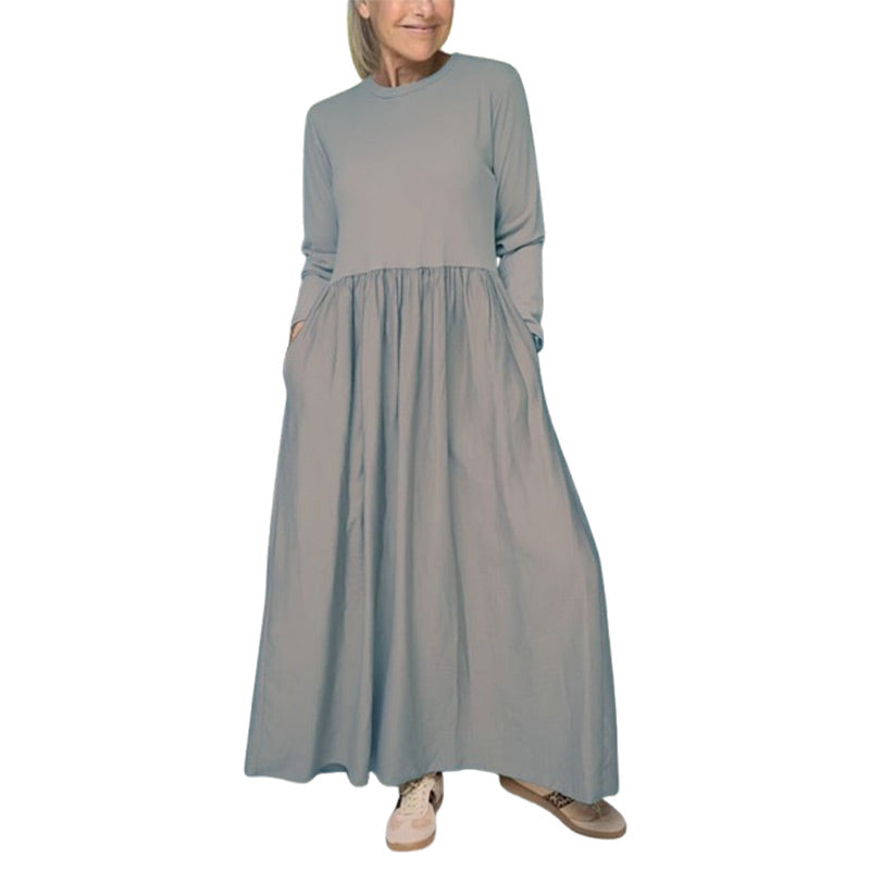 Elegant Midi Strik Kjole med Lange Ærmer – Komfort og Stil i Ét!