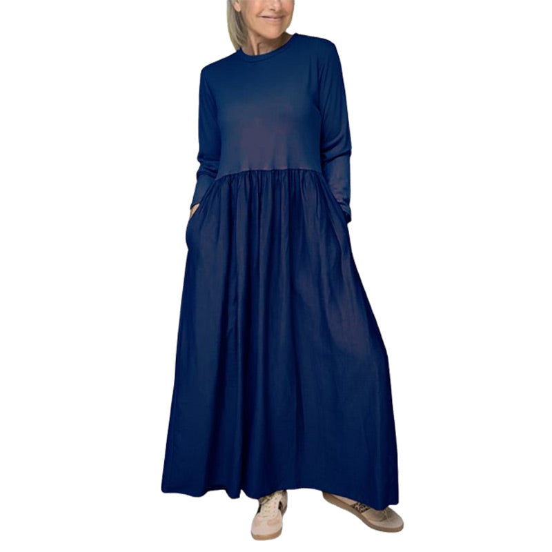 Elegant Midi Strik Kjole med Lange Ærmer – Komfort og Stil i Ét!