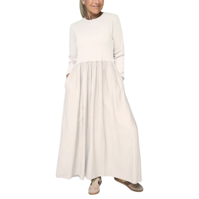 Elegant Midi Strik Kjole med Lange Ærmer – Komfort og Stil i Ét!