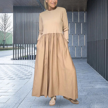 Elegant Midi Strik Kjole med Lange Ærmer – Komfort og Stil i Ét!