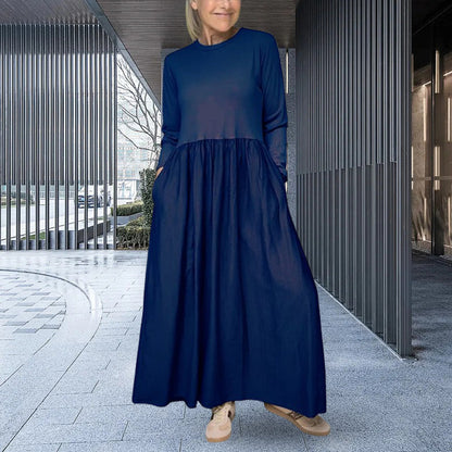 Elegant Midi Strik Kjole med Lange Ærmer – Komfort og Stil i Ét!
