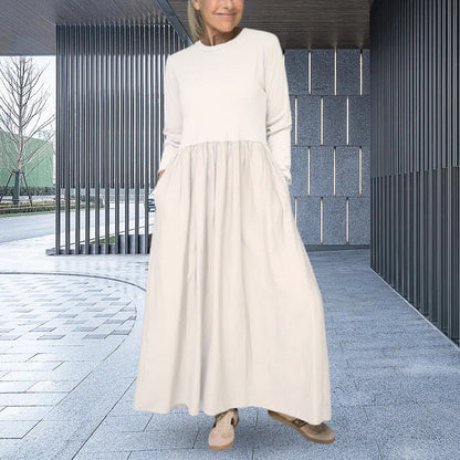 Elegant Midi Strik Kjole med Lange Ærmer – Komfort og Stil i Ét!
