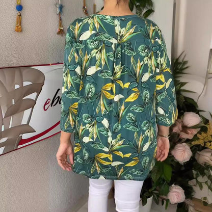 2025 Damens Casual Pullover med V-udskæring og Print